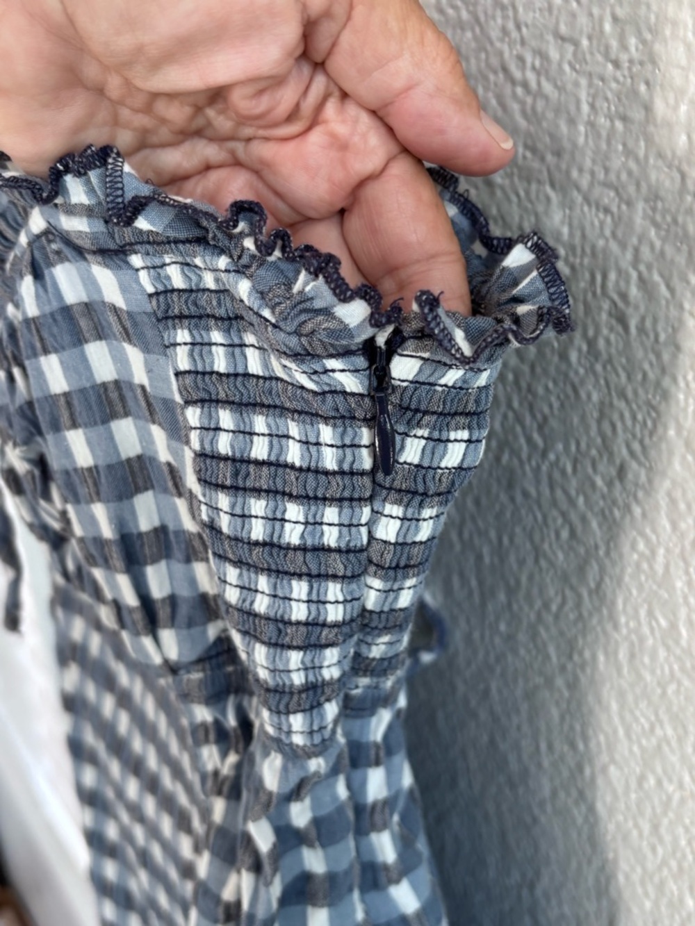 Free People Lucinda Gingham Midi Dress Blue and White Size M - Picture 9 of 11